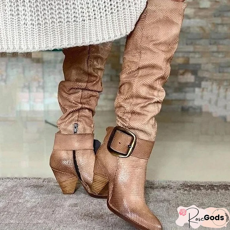 Women Vintage Lace Up Bandage Knee High Boots