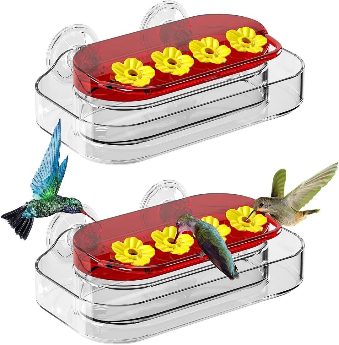 2 Pack Window Hummingbird Feeders, Strong Suction Cups Hummingbird Feeder