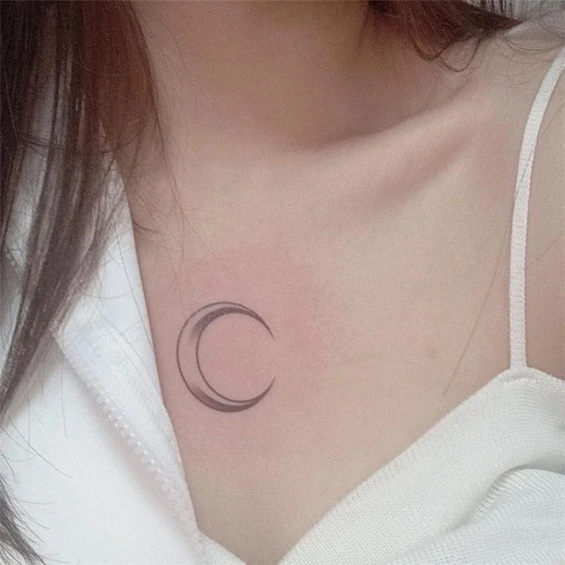 Moon tattoo stickers waterproof lasting female tattoo paper Moon beautiful girl dark simulation tattoo face tattoo fake tattoo