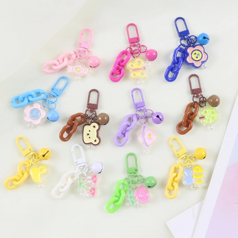 Cute Flower Butterfly Arylic Metal Unisex Bag Pendant Keychain
