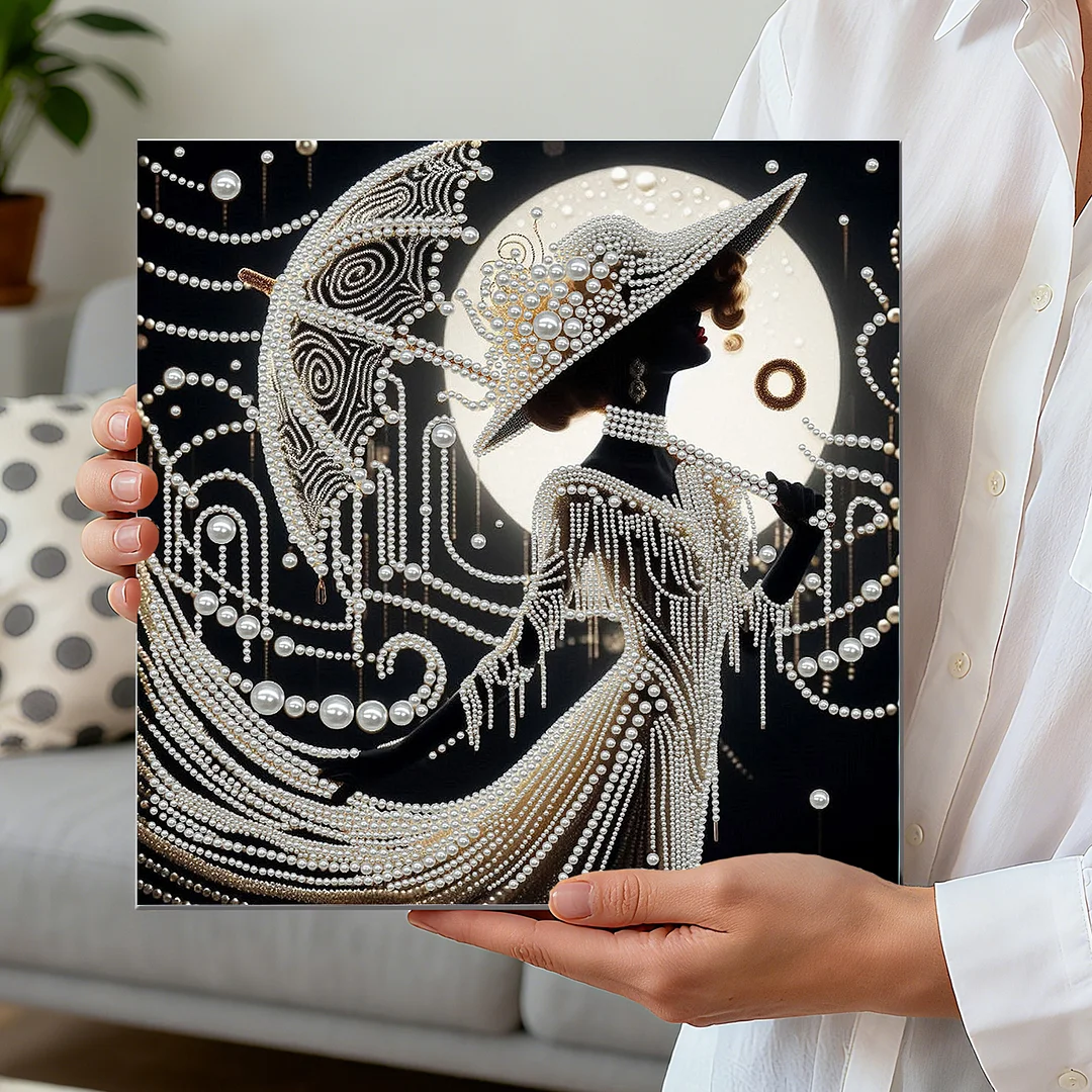 Art Deco Pearl Lady DIY Pearl Art Diamond Painting 30x30cm for Home Wall Decor