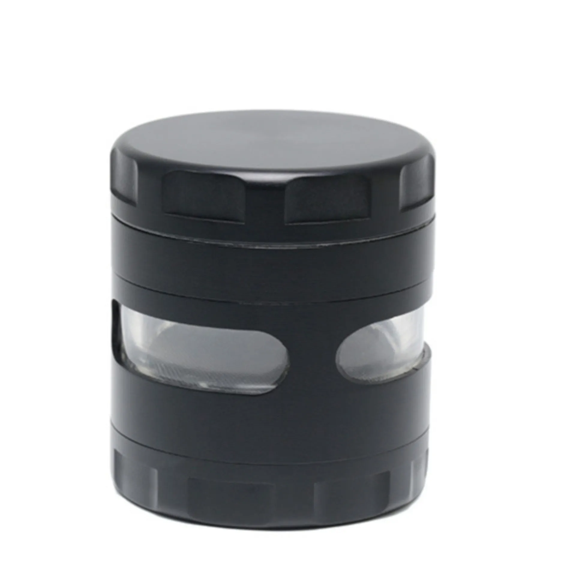 60MM 4 Piece Zinc Alloy Large Chamfered Herb Grinder-Black