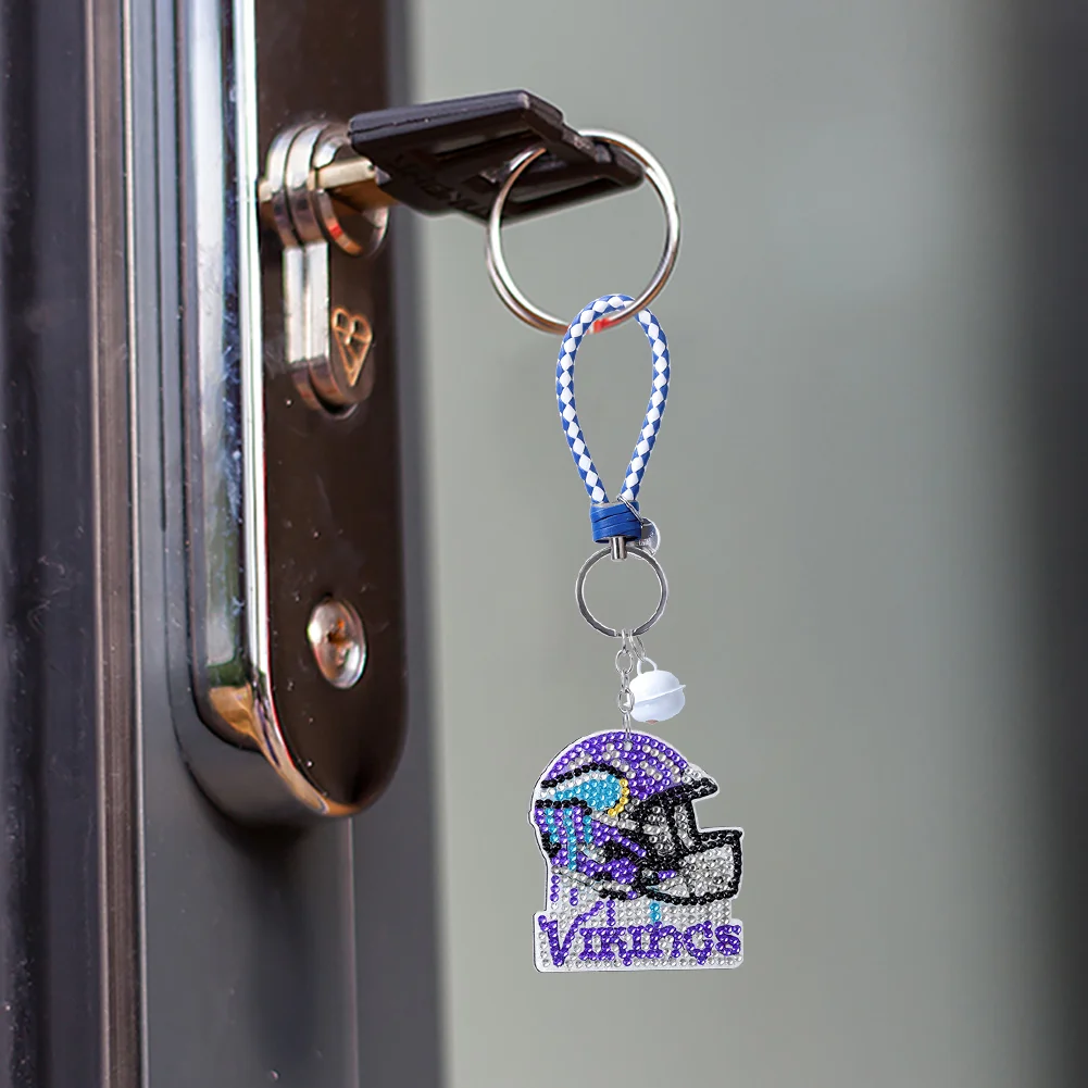Minnesota Vikings DIY Diamond Art Keychains Craft Rugby Team Badge Hanging Ornament(Double Sided)