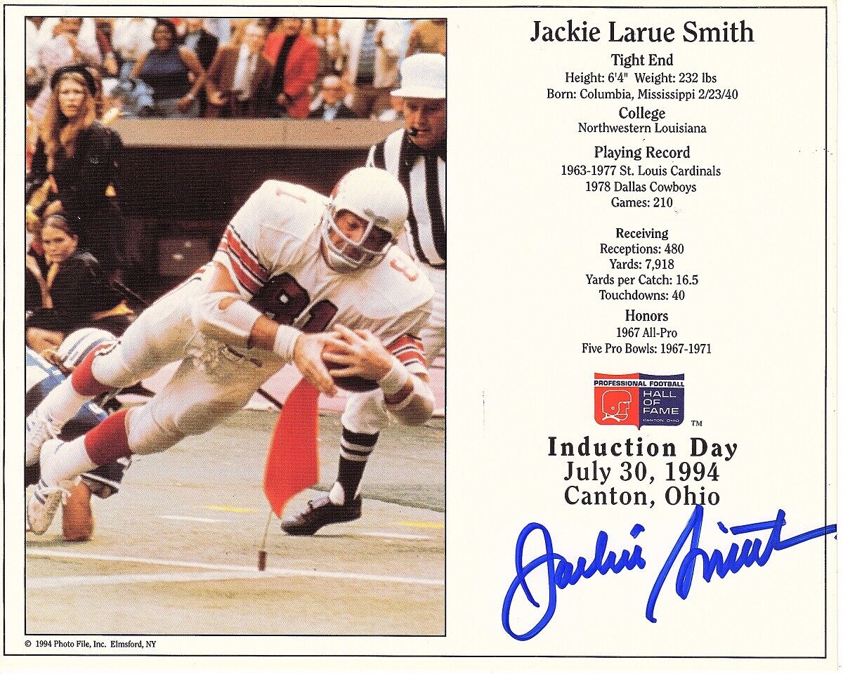 Jackie Smith Signed - Autographed St Louis Cardinals HOF 8x10 inch Photo Poster painting