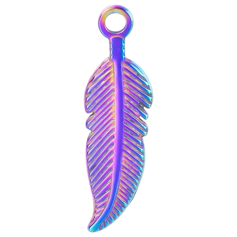 1 Piece 304 Stainless Steel Feather Pendant