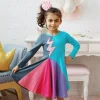 Kids Girl Rainbow Long-sleeved Cartoon Cute Princess Dresses