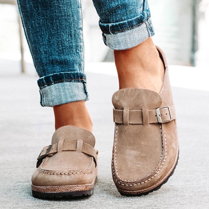 comfy clogs suede leather slip on sandals