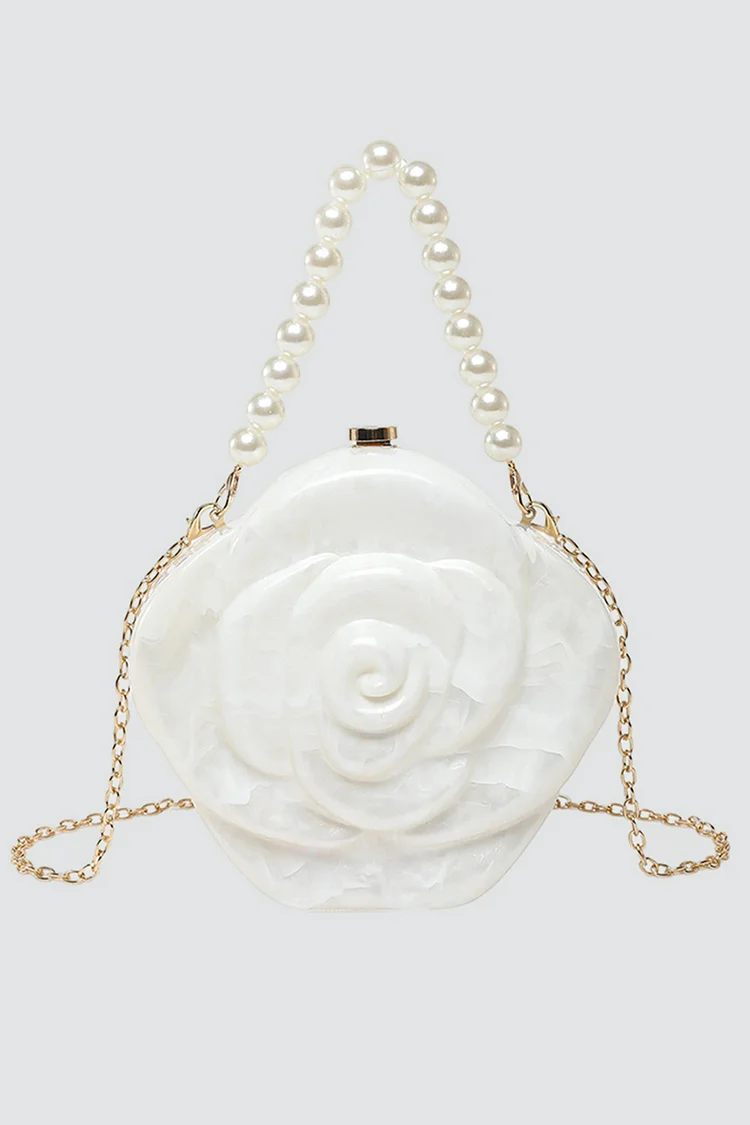 Fashion Floral Design Beaded Handle Metal Chain Evening Bag 2024 - Xpluswear