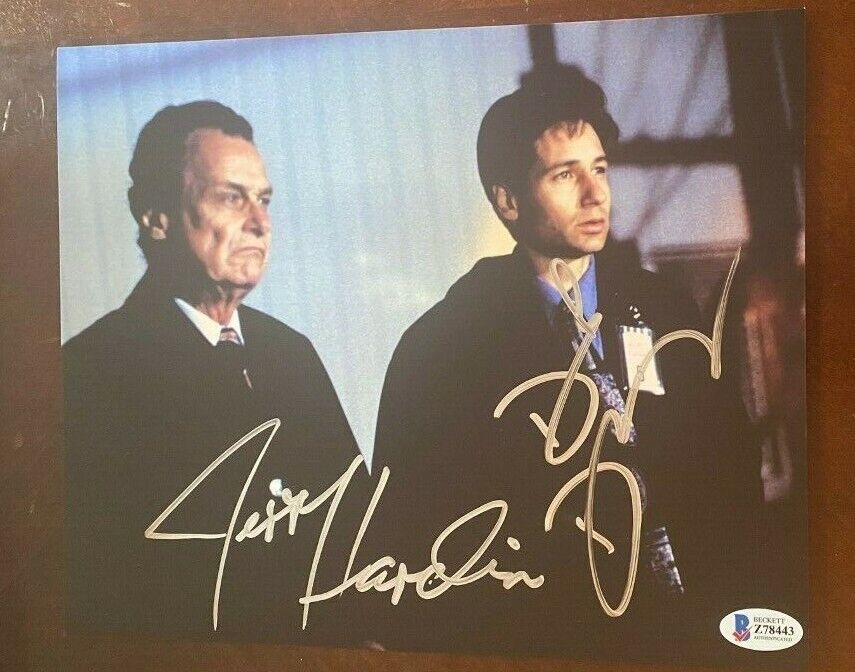 David Duchovny Jerry Hardin signed autographed 8x10 Photo Poster painting X-Files Mulder COA