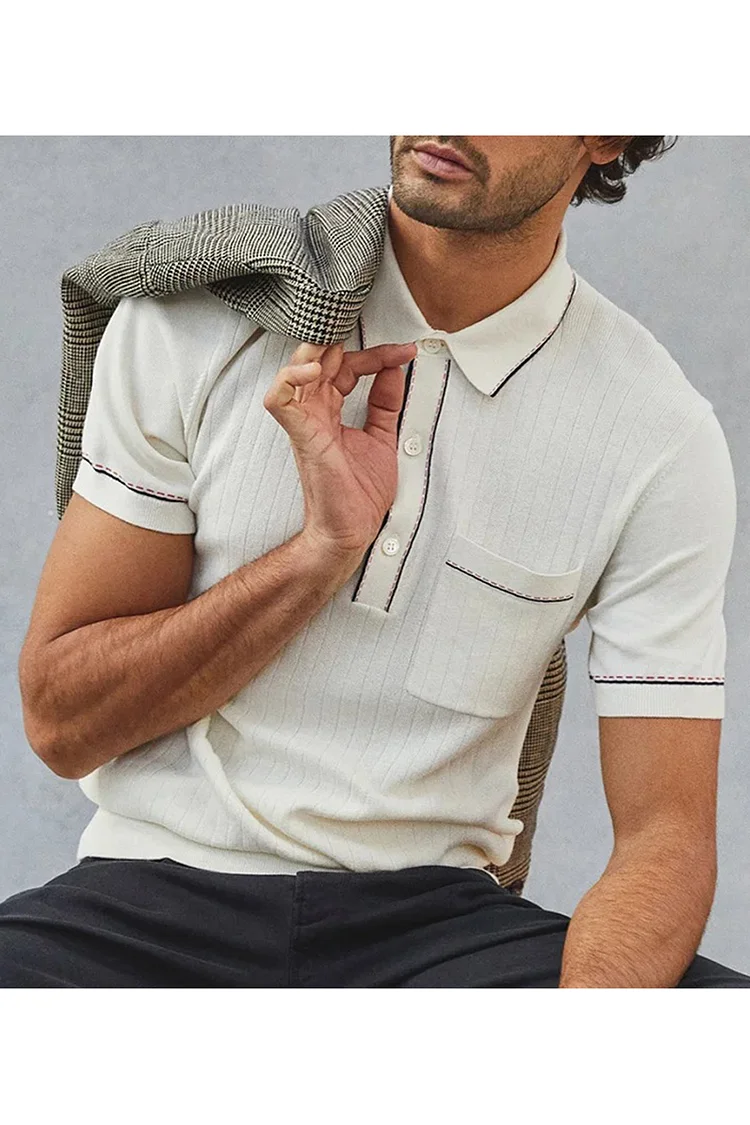 Turndown Collar Slim Fit Knit Shirt