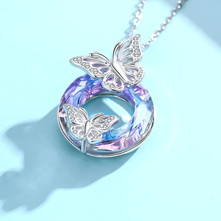 For Daughter - S925 I am so Proud of you Crystal Hollow Butterfly Necklace