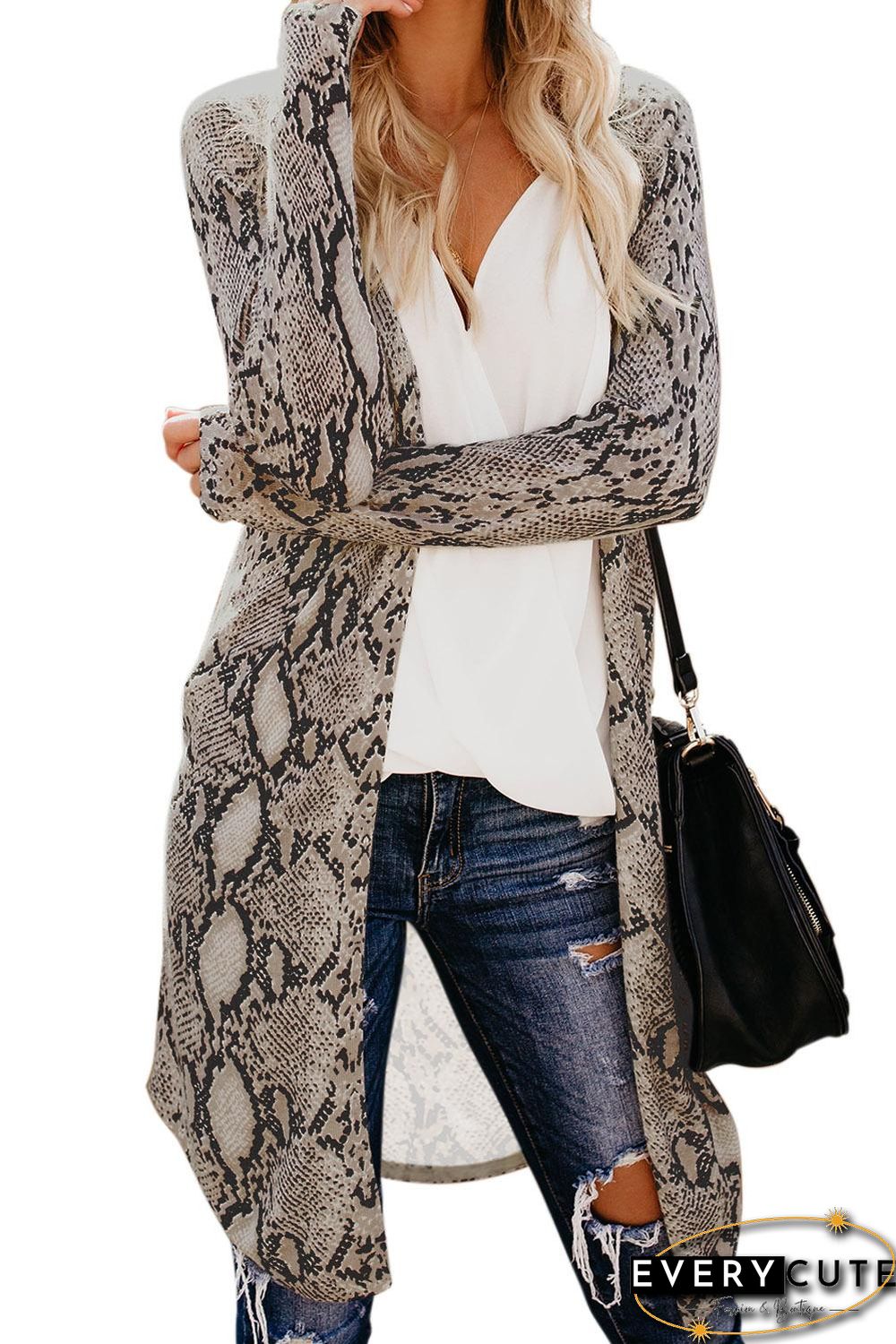 Snake Print Long Cardigan