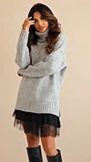 Women's Layered Knit Lace Dress Set (Two Pieces)