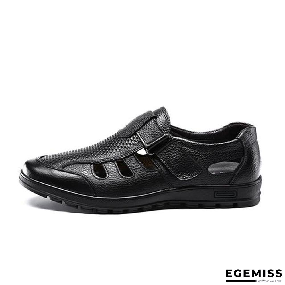 Big Size Men's Genuine Leather Sandals Outdoor Breathable Beach Shoes | EGEMISS