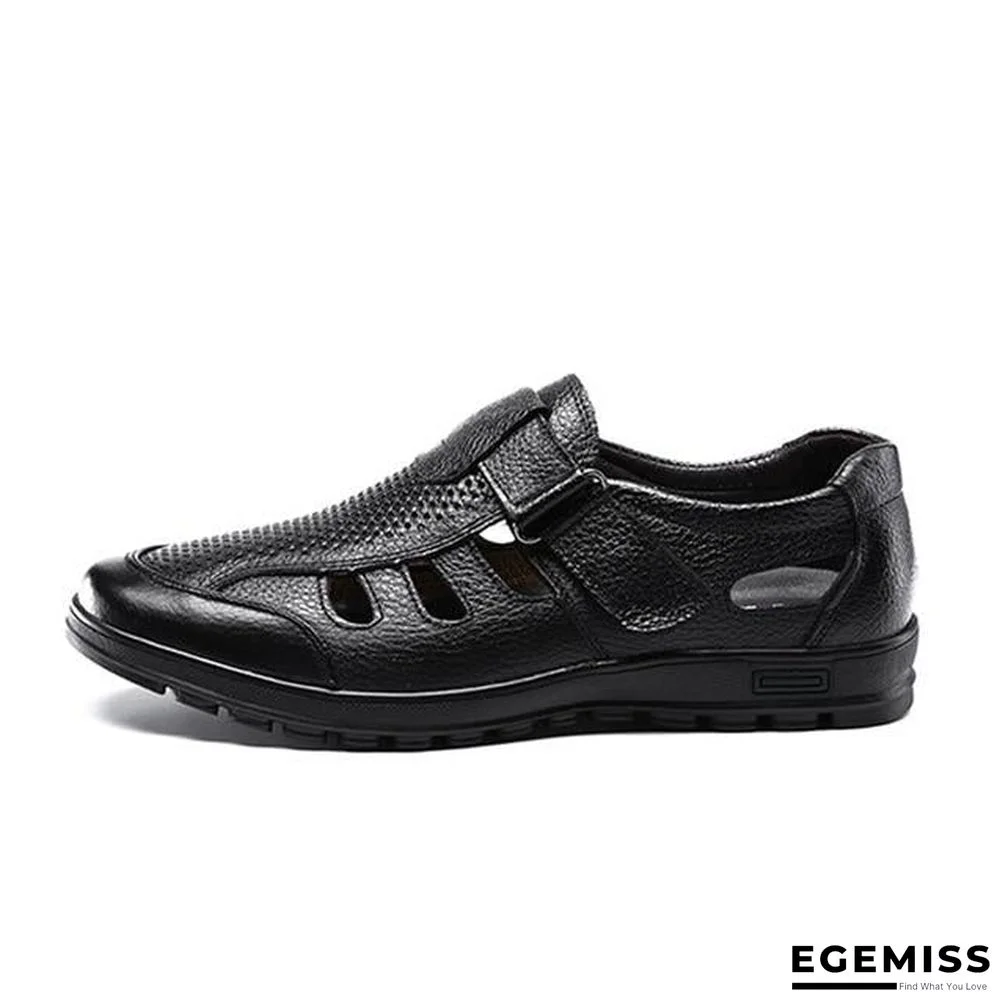 Big Size Men's Genuine Leather Sandals Outdoor Breathable Beach Shoes | EGEMISS