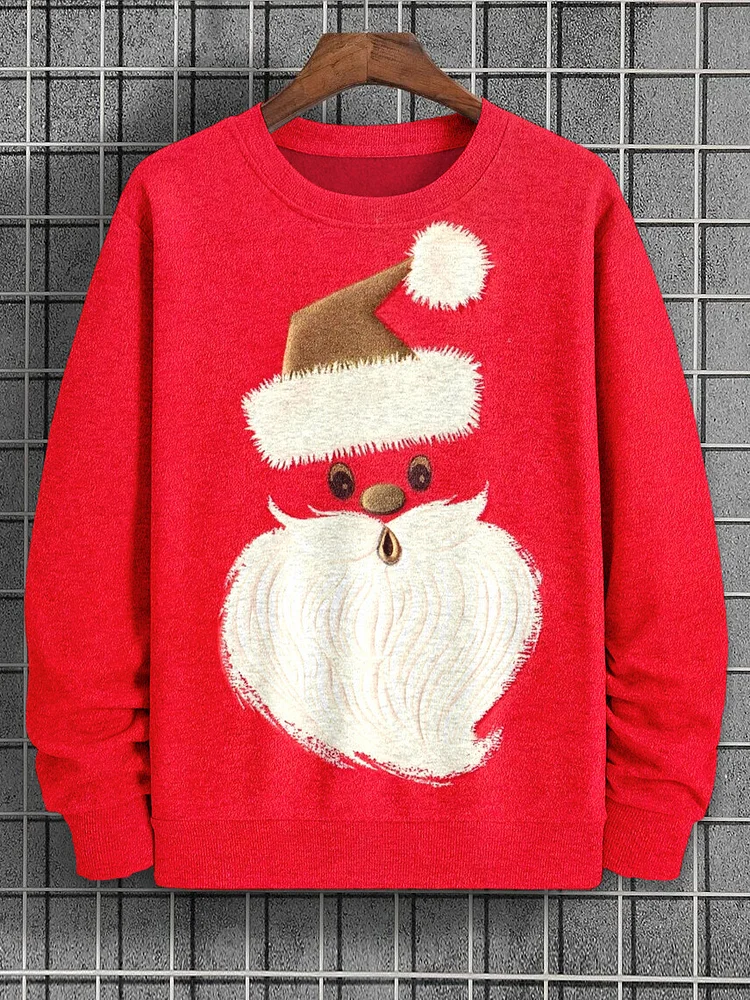 Men's Santa Claus Print Cotton Casual Sweatshirt