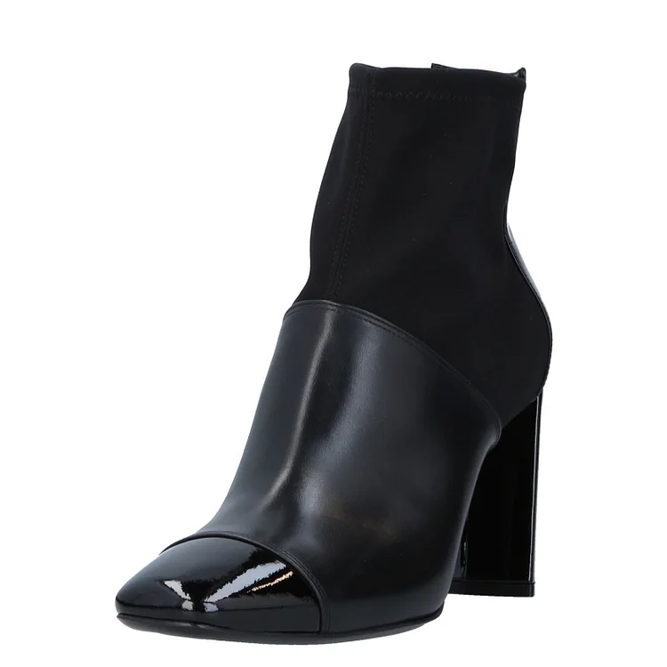 Black Chunky Heel Boots |FSJ Shoes