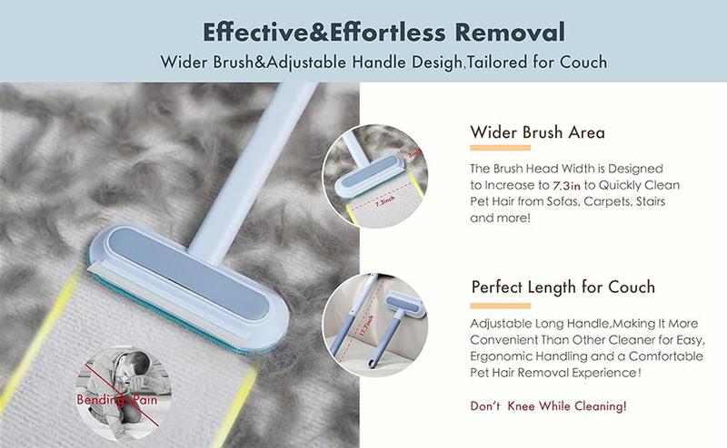 Product Introduction of 【4 in 1】Pet Hair Removal Tool, Multi-functional, Reusable, Washable Lint Cleaner for Dog and Cat Hair, Gentle on Furniture, Effective on Carpets, Clothing, Bedding,Pet Hair Remover for Furniture, Cat/Dog Hair Remover with Extra long Handle 7