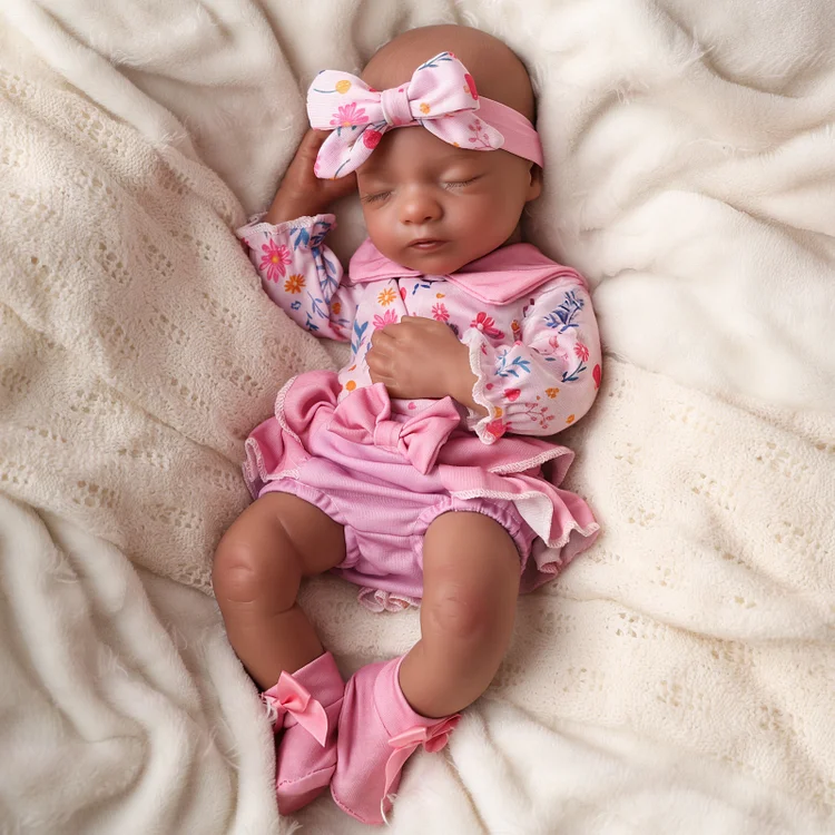 Babeside Aurora 16" Realistic Silicone Sleeping Baby African American Little Infant Girl Healing of the Heart