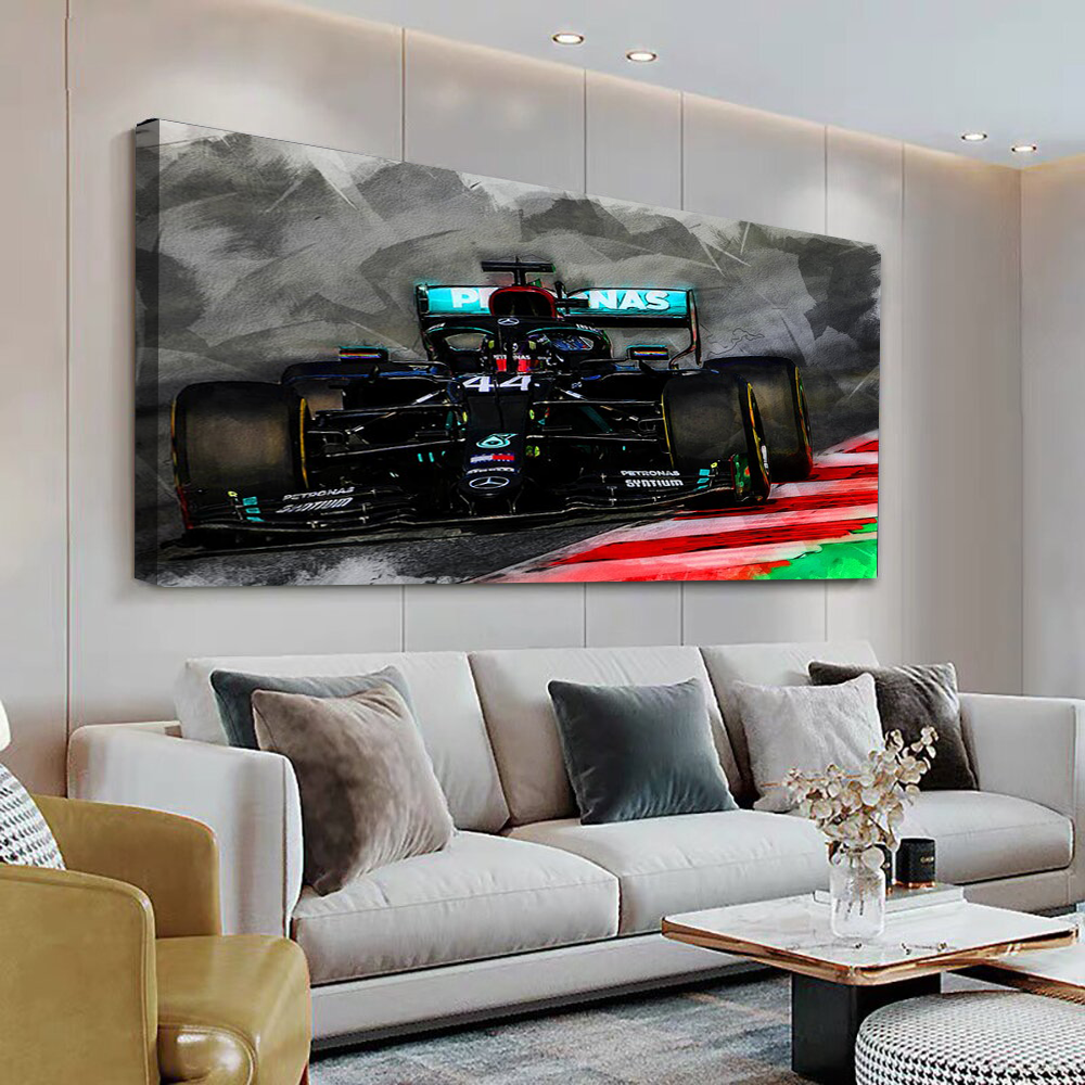 Lewis Hamilton All Black Formula 1 Canvas Print, Formula One canvas Wall Art
