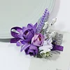 10PCS Purple Wedding Catering Bridal Groom Guests Corsage Boutonniere Wrist Artificial Flower Bouquets