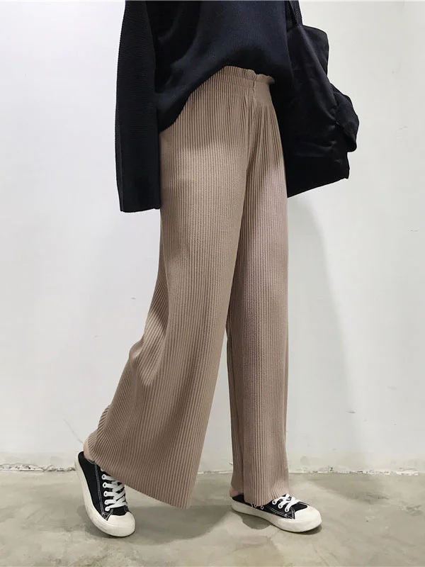 Urban Loose Wide Leg Solid Color Pants