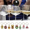 8PCS DIY Diamond Painting Art Santa Wine Glass Charms Snowman Wreath Pendant Kits