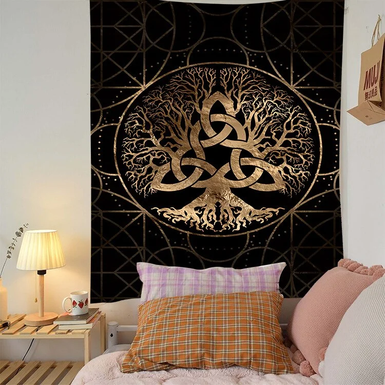 Mysterious Life Tree Home Decoration Tapestry Mandala Psychedelic Scene Wall Tapestry Bohemian Decorative Sofa Blanket Yoga Mat