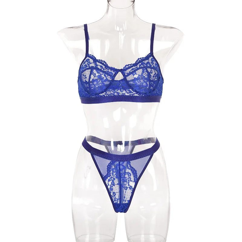 Billionm Sensual Women Sexy Underwear Set See Through Lace Floral Lingerie Transparent Pink Bra Briefs Femme Lenceria Bralette Underpants