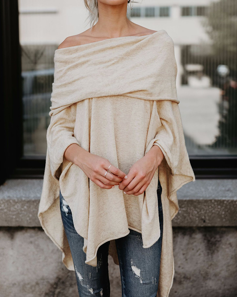 Off The Shoulder Asymmetric Hem Loose Top