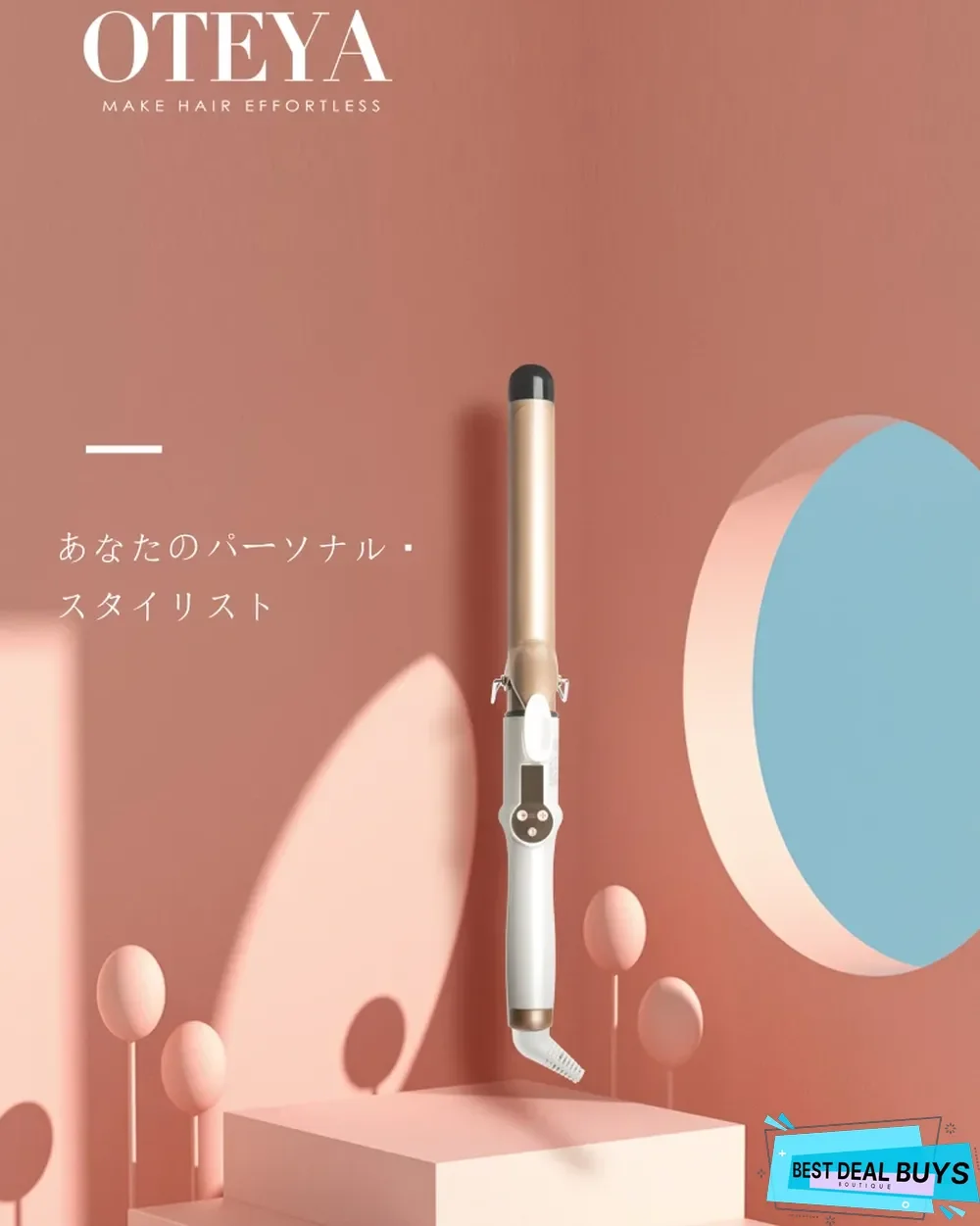 Oteya&trade; Double Ceramic Coating Multi-Functional Curling Iron