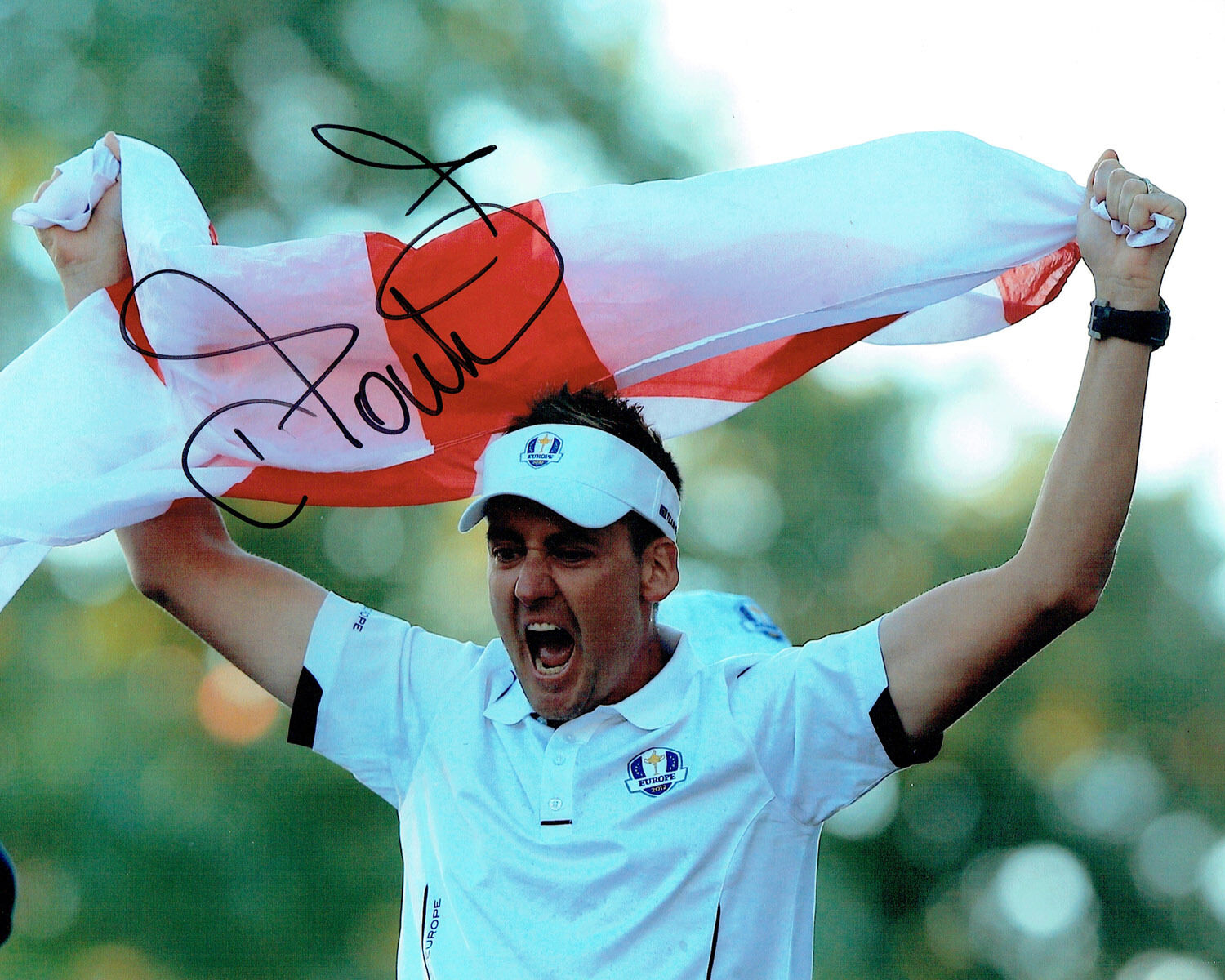 Ian POULTER SIGNED Autograph RARE Photo Poster painting AFTAL COA Ryder Cup St George FLAG GOLF