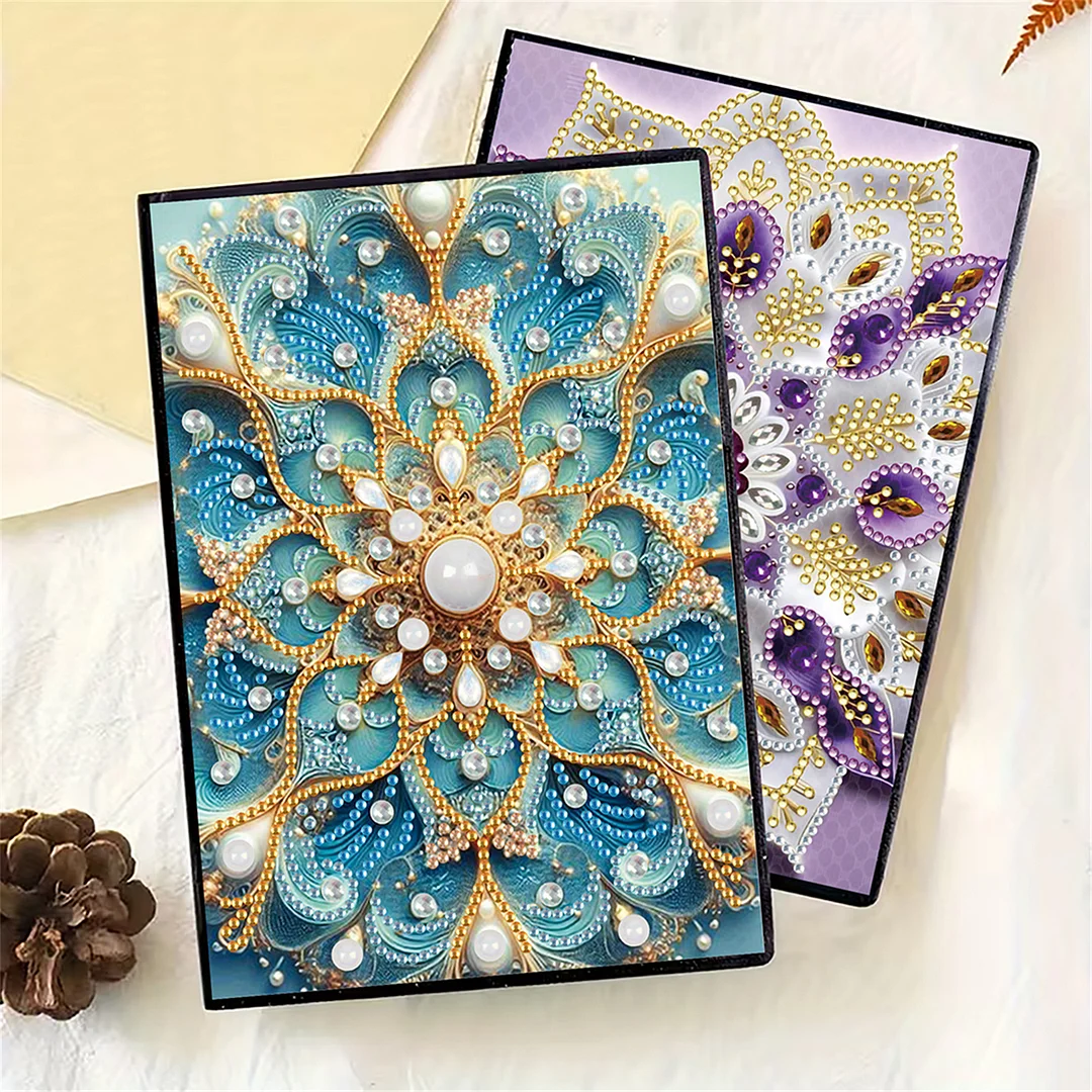 2pcs Mandala Partial DIY 50 Pages A5 Diamond Painting Notebook for Study Home