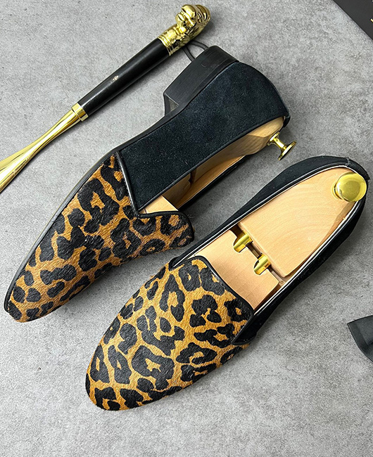 Leopard Pattern Contrast Chunky Loafer Shoes