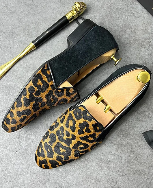 Leopard Pattern Contrast Chunky Loafer Shoes Okaywear