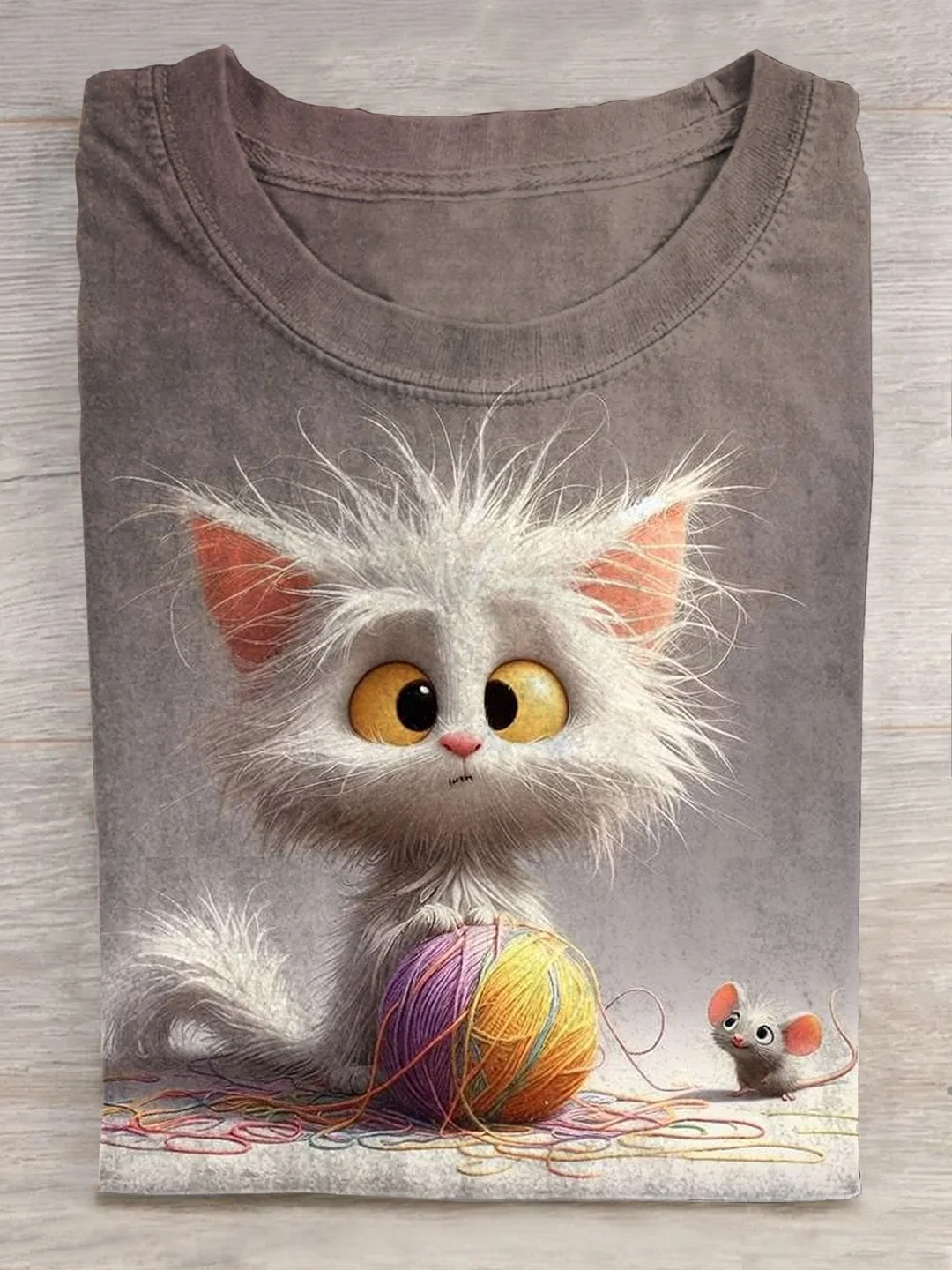 Cat Art Print Short Sleeve Casual T-shirt Eagerlys