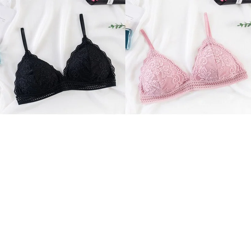 French seamless deep V seamless lace bra ladies wireless push up thin bra soft underwear comfortable sexy underwear french bra