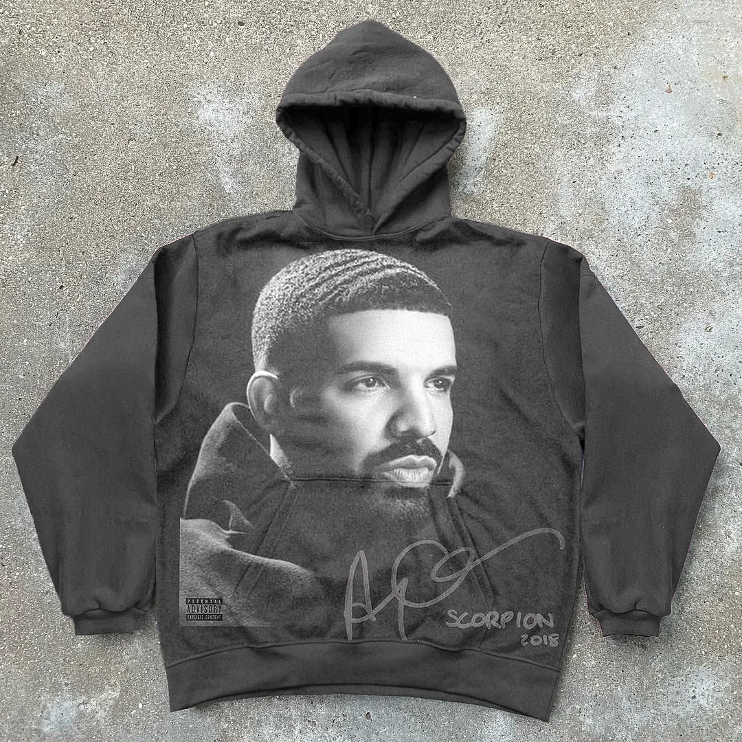 Drake Print Long Sleeve Hoodies