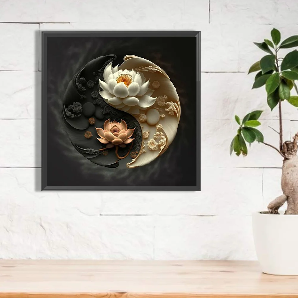 Diamond Painting - Full Round Drill - Ying Yang Flower(30*30cm)