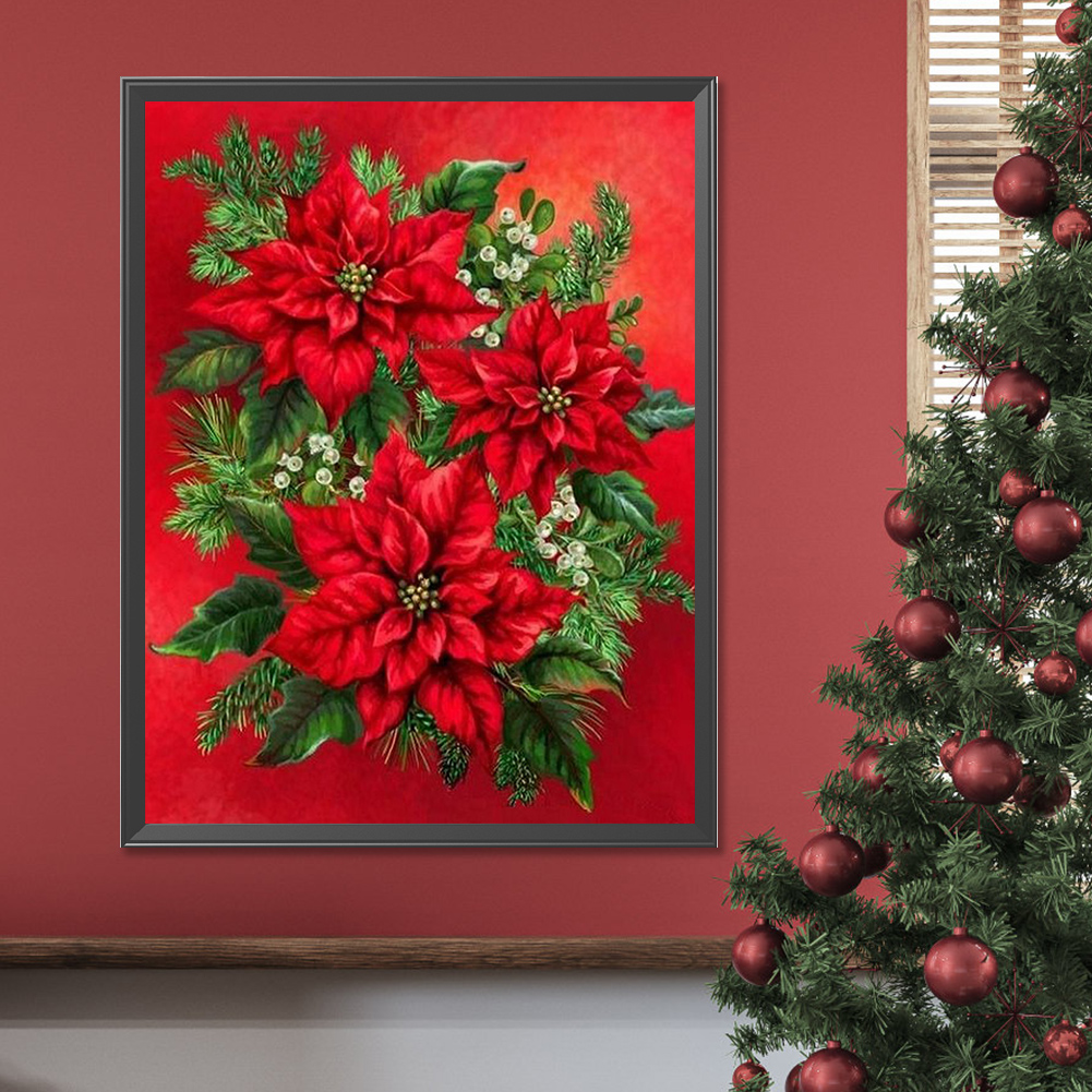 Diamond Painting - Full Round - Christmas Poinsettia