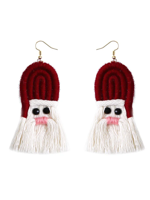 Christmas Boho Tasseled Handmade Santa Earrings Accessories