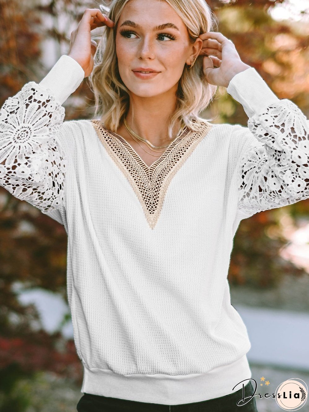 Floral Butterfly Long Sleeve V-Neck Top