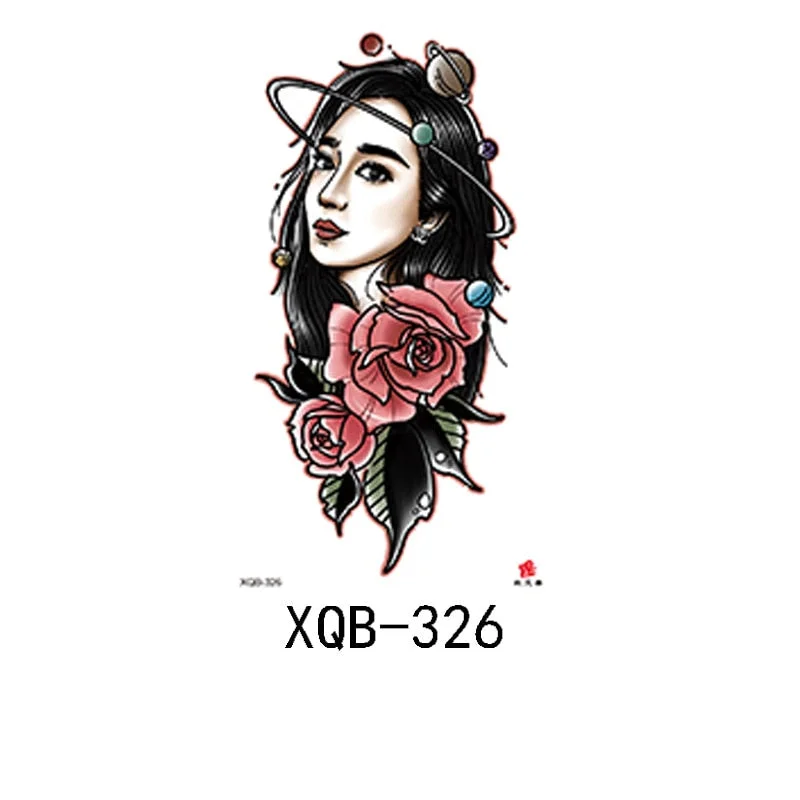 Small Full Arm Waterproof Tattoo Sticker Half Arm Arm Painted Flower Animal Arm Lasting European and American Tattoo Sticker