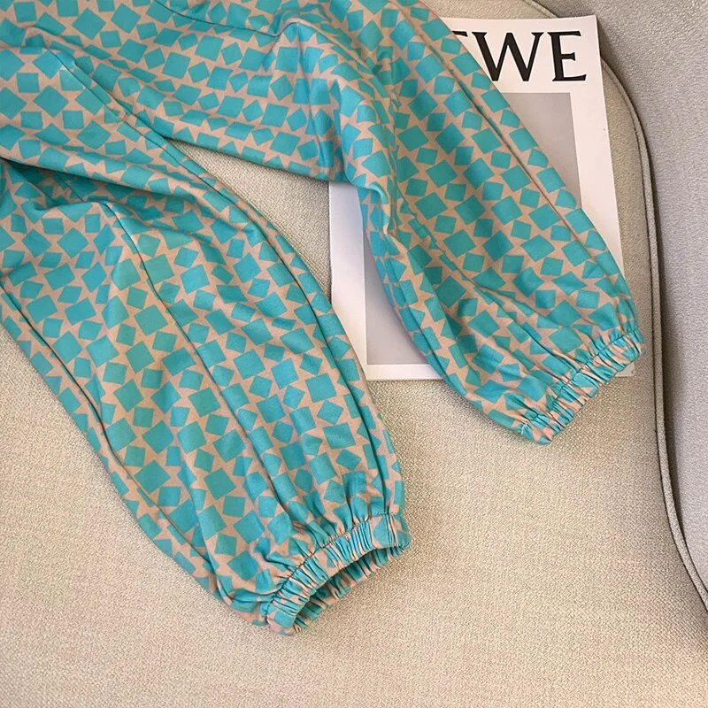 churchf Women Vintage Pants Hit Green Plaid Leggings Women's Spring Autumn Loose High Street High Waist Harlan Sweatpants Trousers-Outfit Ideas