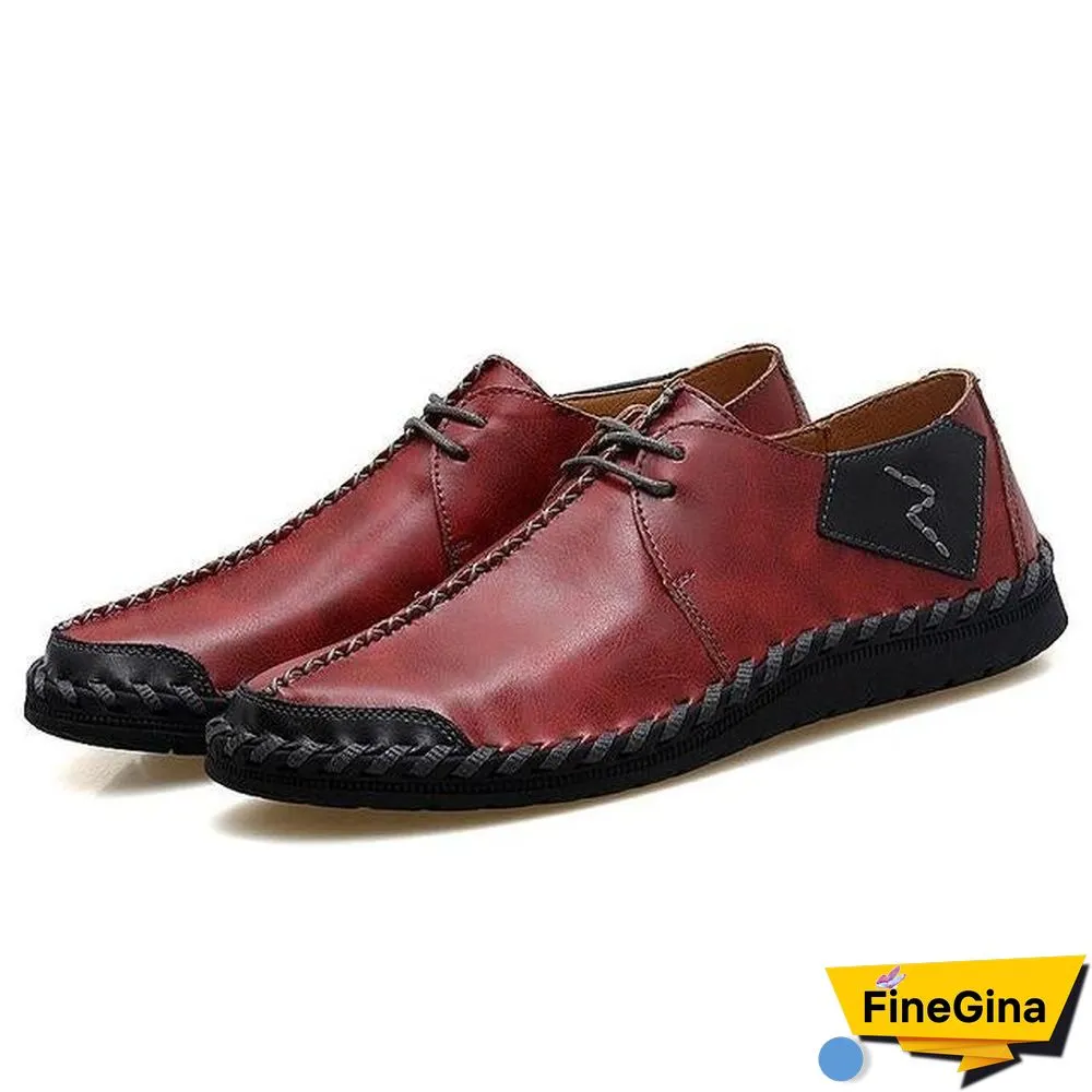 Men Casual Cow Leather Light Comfortable Split Leather Flats Shoes