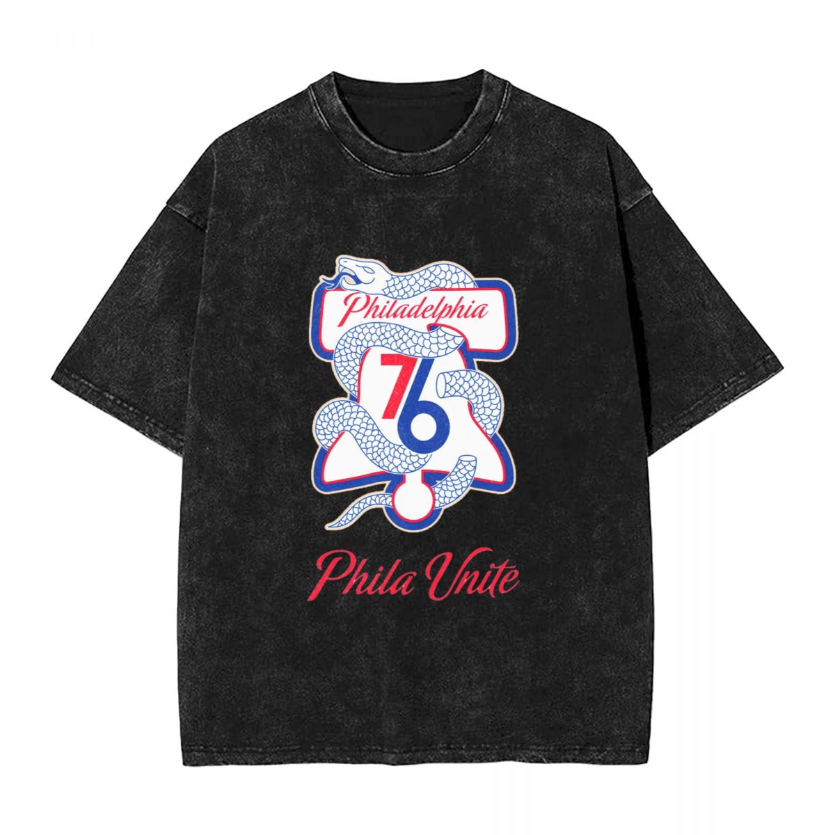 Philadelphia 76ers 2022 Hype Logo Printed Vintage Men's Oversized T-Shirt