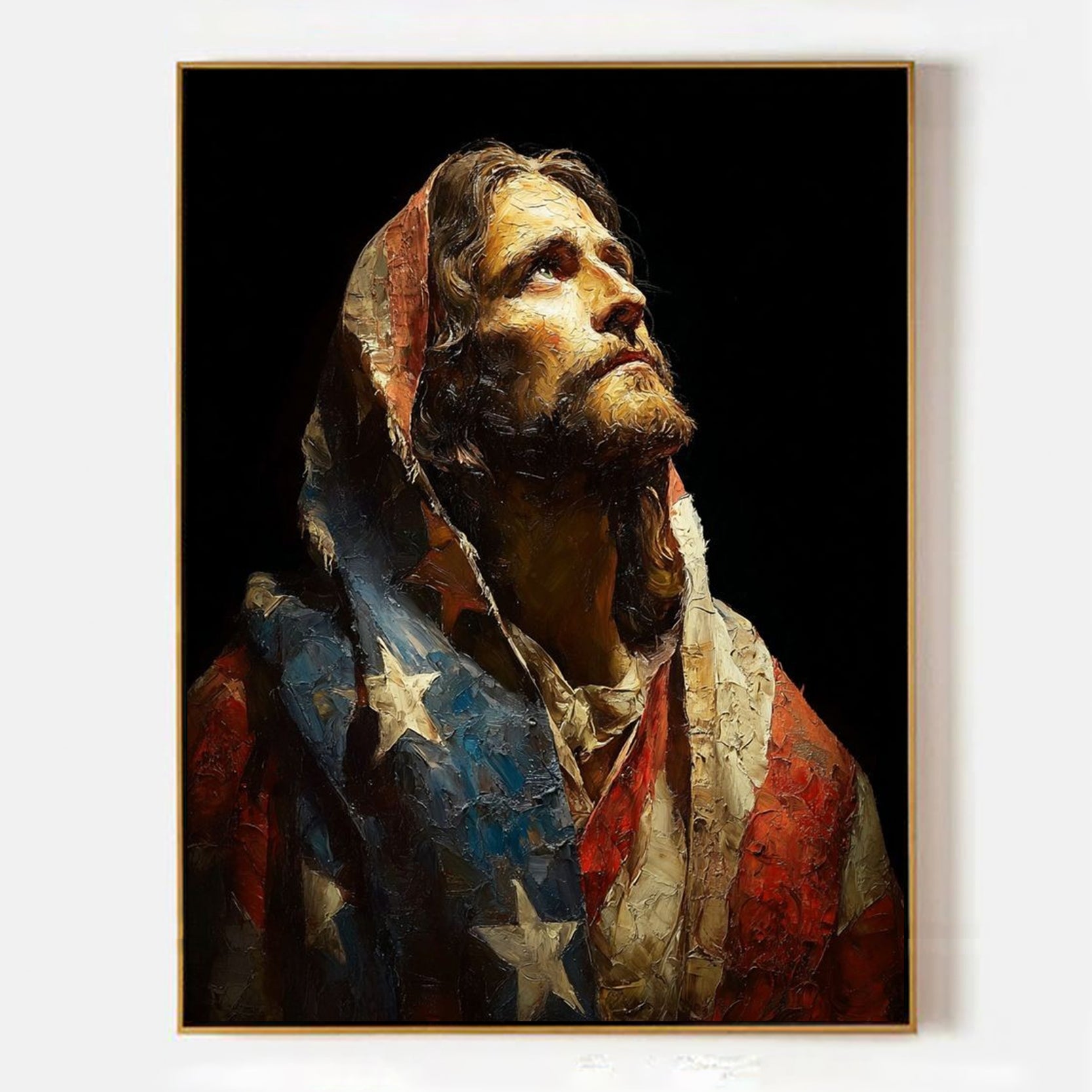 Arabelart Jesus Looking Up &ndash; Framed Canvas Art / Powerful Christian Wall Art AR1515