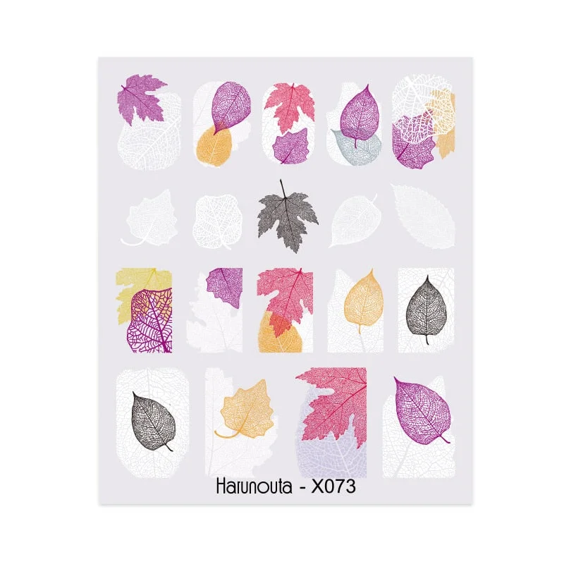 Harunouta Spring Flower Leaf Water Decals Love Heart Geometric Lines Nail Art Stickers DIY Slider Manicures Nail Art Decoration