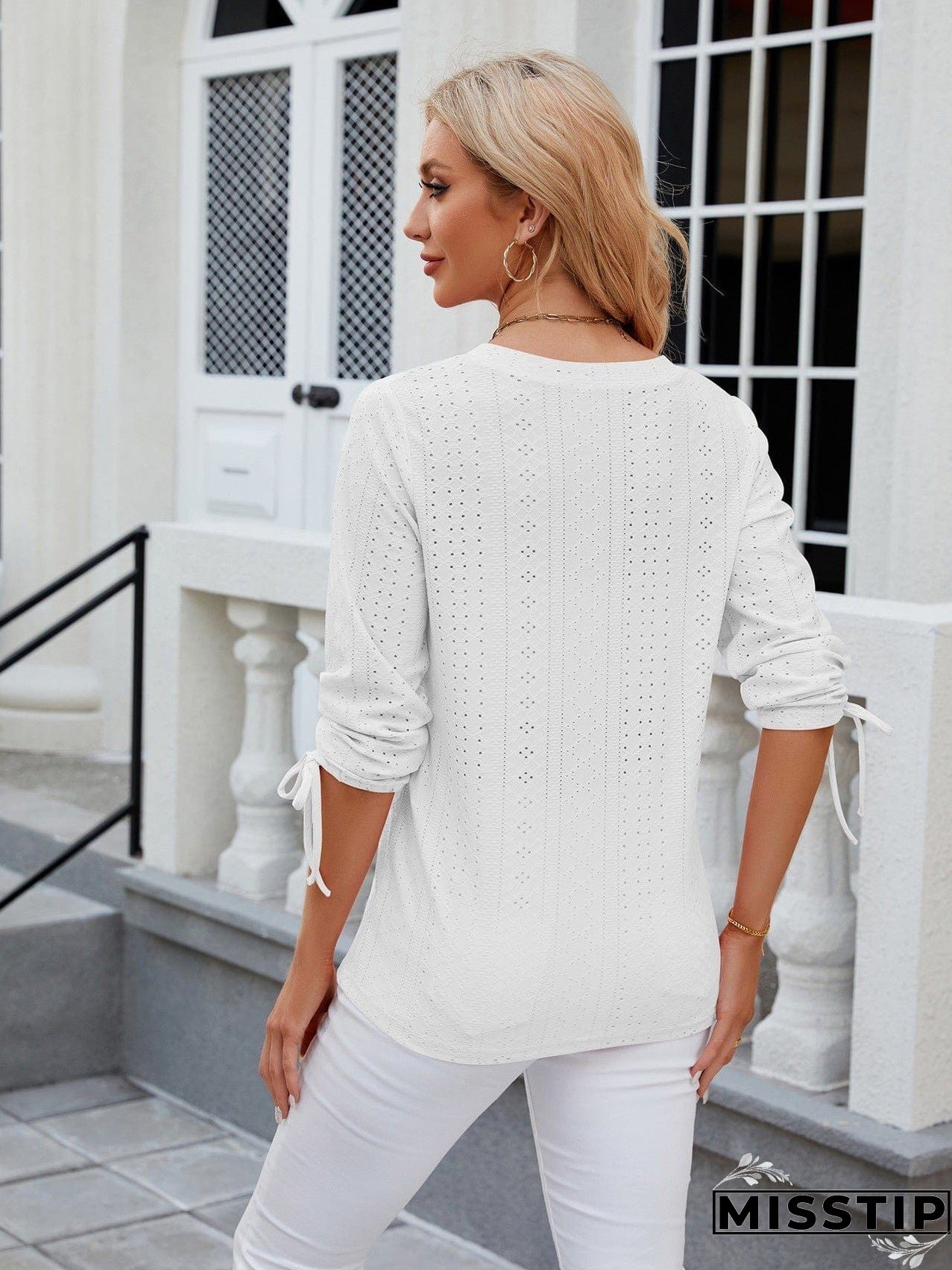 Short Sleeve Mock Neck T-Shirt with Side Slits