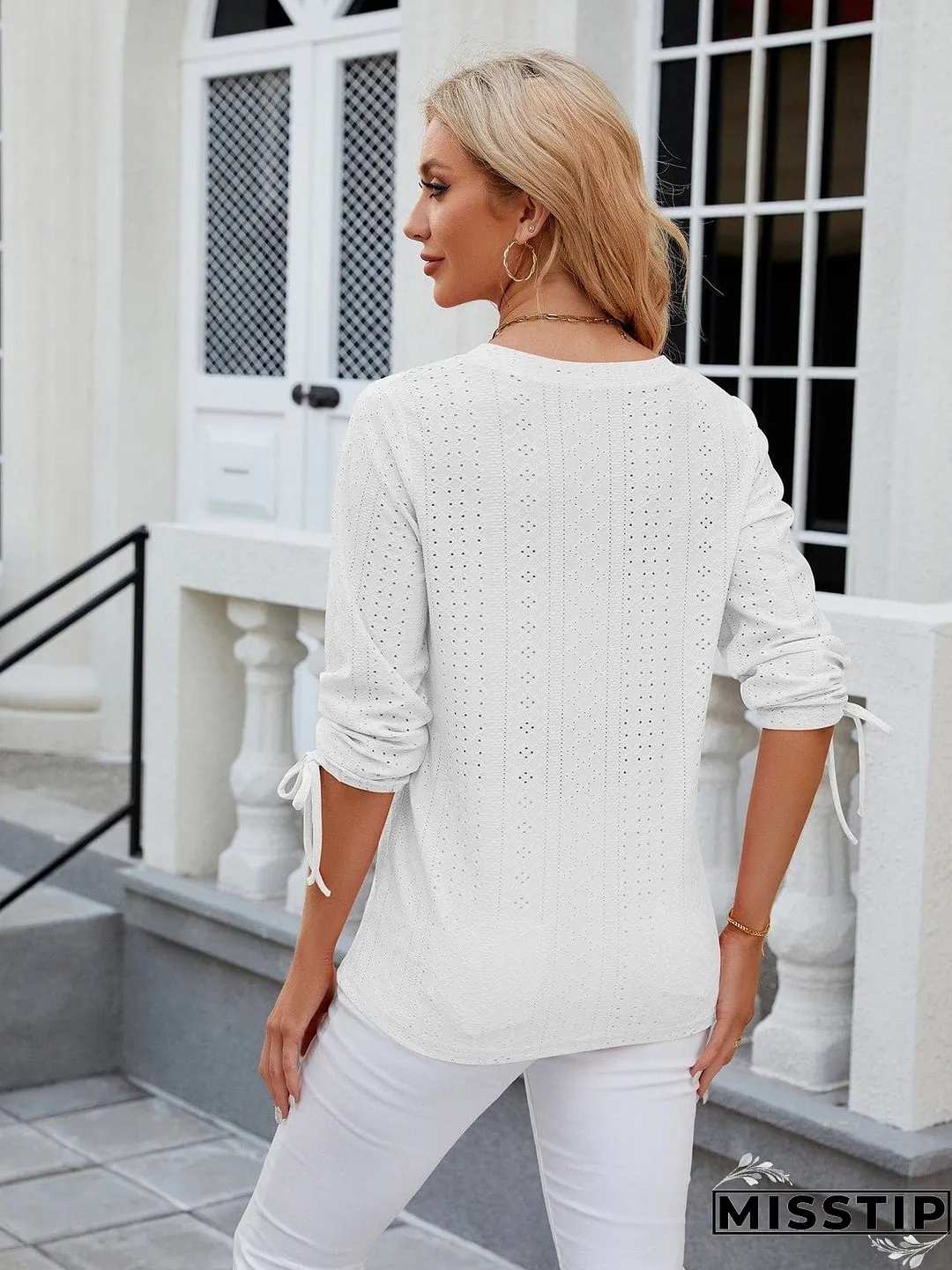 Short Sleeve Mock Neck T-Shirt with Side Slits